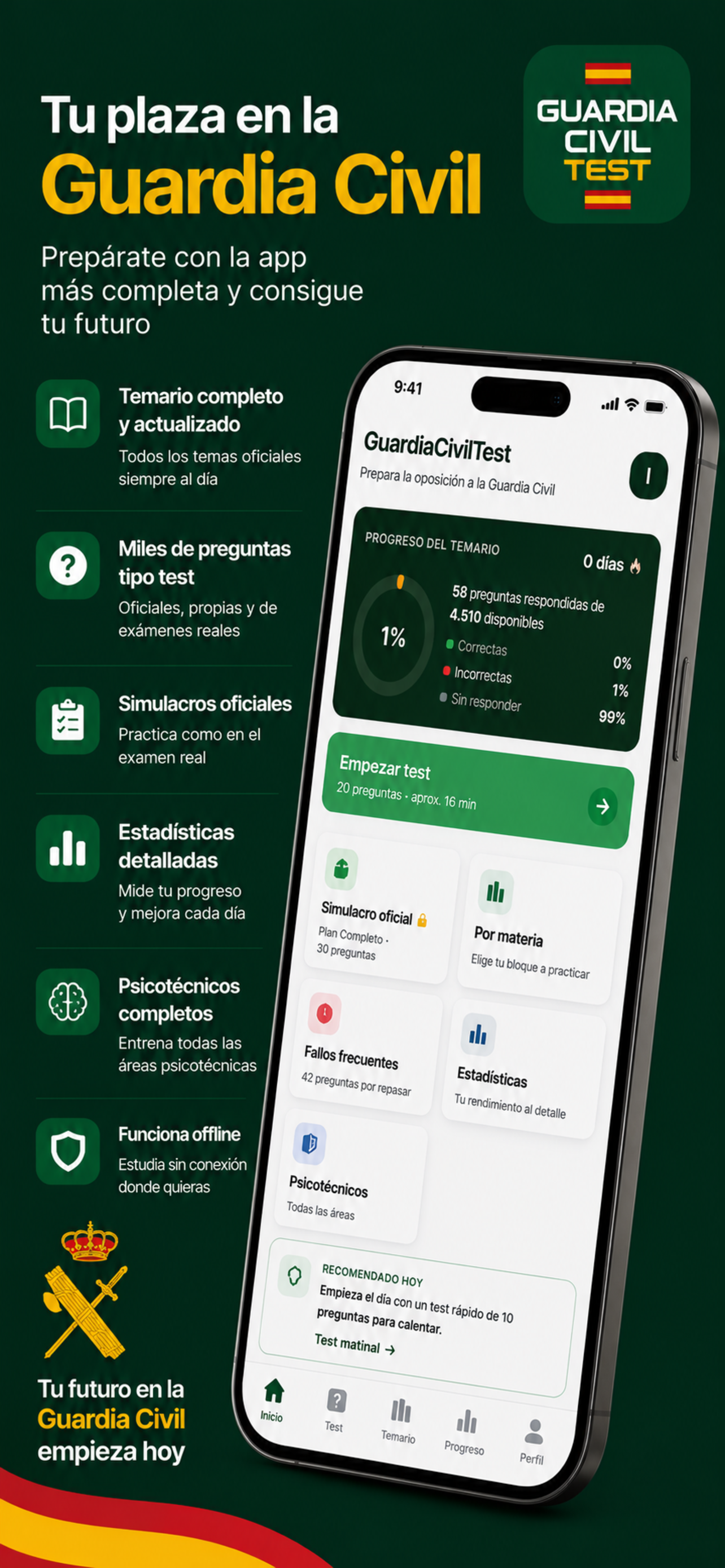 Prepara tu plaza en la Guardia Civil con la app